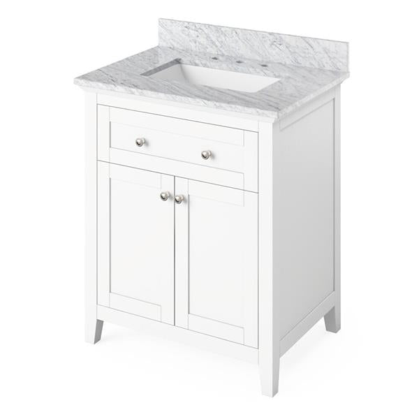 Jeffrey Alexander - 30 Inch Chatham Vanity with Vanity Top and undermount rectangle bowl