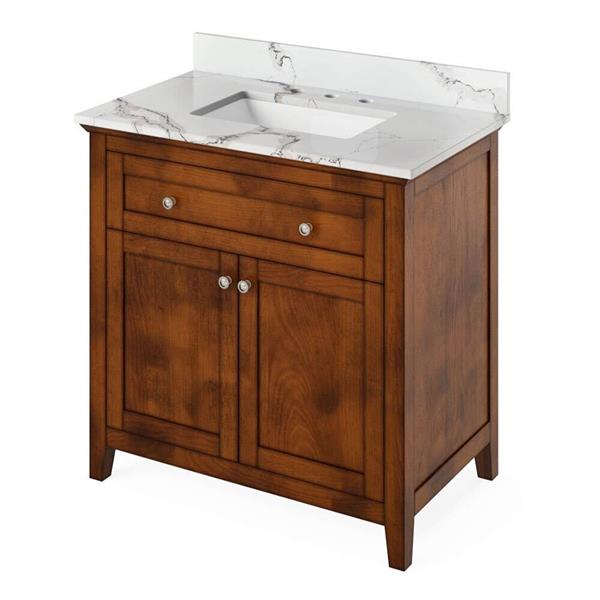Jeffrey Alexander - 36 Inch Chatham Vanity with Vanity Top and undermount rectangle bowl