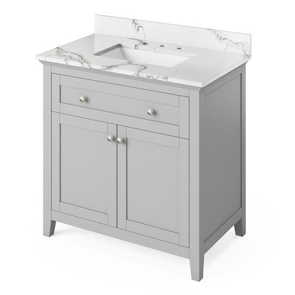 Jeffrey Alexander - 36 Inch Chatham Vanity with Vanity Top and undermount rectangle bowl