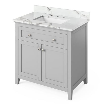 Jeffrey Alexander - 36 Inch Chatham Vanity with Vanity Top and undermount rectangle bowl
