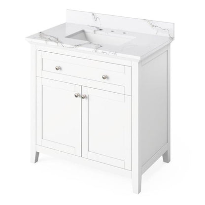 Jeffrey Alexander - 36 Inch Chatham Vanity with Vanity Top and undermount rectangle bowl