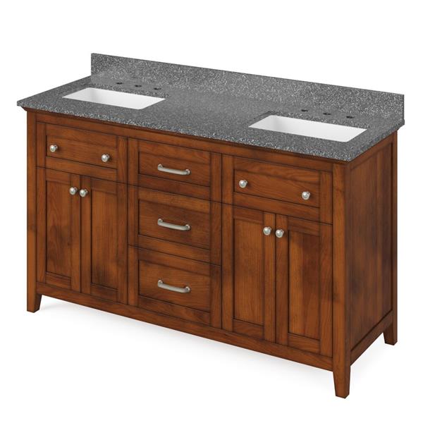 Jeffrey Alexander - 60 Inch Chatham Vanity with Vanity Top and  two undermount rectangle bowls