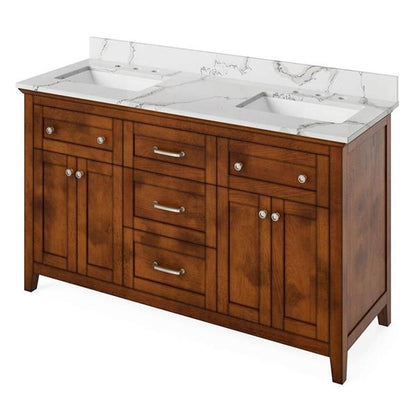 Jeffrey Alexander - 60 Inch Chatham Vanity with Vanity Top and  two undermount rectangle bowls