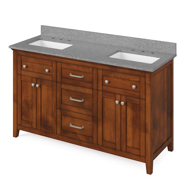 Jeffrey Alexander - 60 Inch Chatham Vanity with Vanity Top and  two undermount rectangle bowls