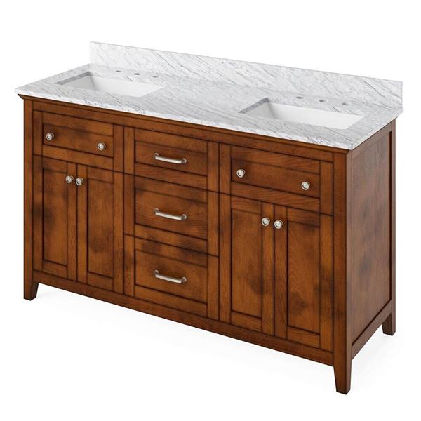 Jeffrey Alexander - 60 Inch Chatham Vanity with Vanity Top and  two undermount rectangle bowls