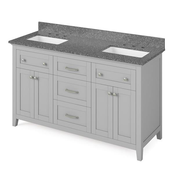 Jeffrey Alexander - 60 Inch Chatham Vanity with Vanity Top and  two undermount rectangle bowls