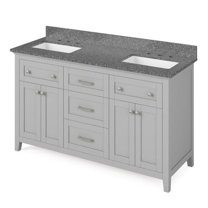 Jeffrey Alexander - 60 Inch Chatham Vanity with Vanity Top and  two undermount rectangle bowls