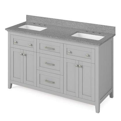 Jeffrey Alexander - 60 Inch Chatham Vanity with Vanity Top and  two undermount rectangle bowls