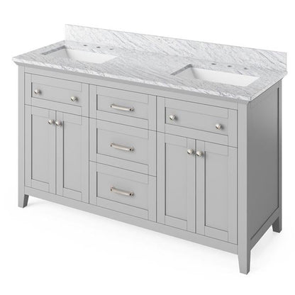 Jeffrey Alexander - 60 Inch Chatham Vanity with Vanity Top and  two undermount rectangle bowls
