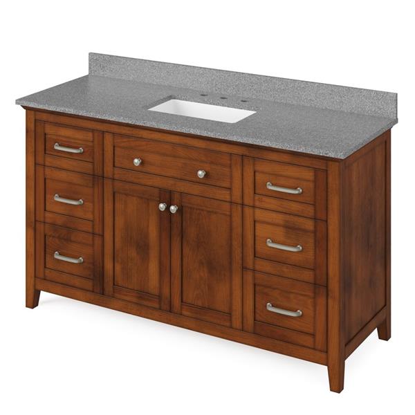 Jeffrey Alexander - 60 Inch Chatham Vanity with Vanity Top and undermount rectangle bowl