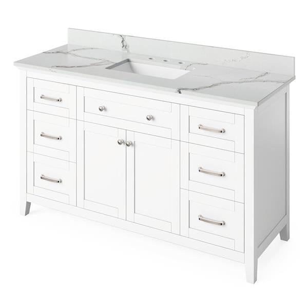 Jeffrey Alexander - 60 Inch Chatham Vanity with Vanity Top and undermount rectangle bowl