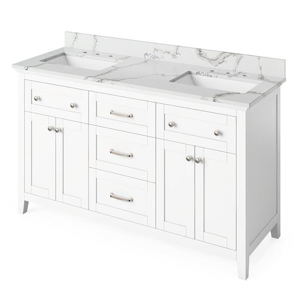 Jeffrey Alexander - 60 Inch Chatham Vanity with Vanity Top and  two undermount rectangle bowls