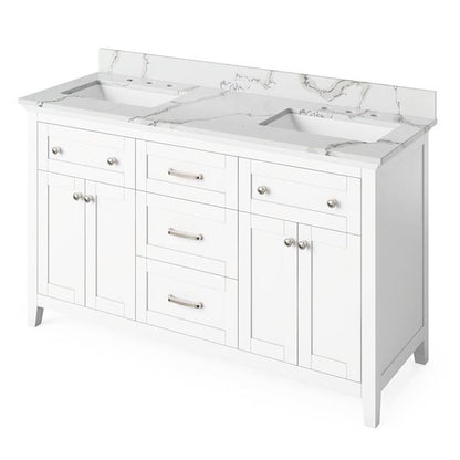Jeffrey Alexander - 60 Inch Chatham Vanity with Vanity Top and  two undermount rectangle bowls
