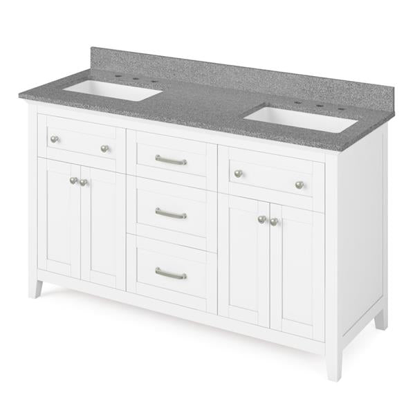 Jeffrey Alexander - 60 Inch Chatham Vanity with Vanity Top and  two undermount rectangle bowls