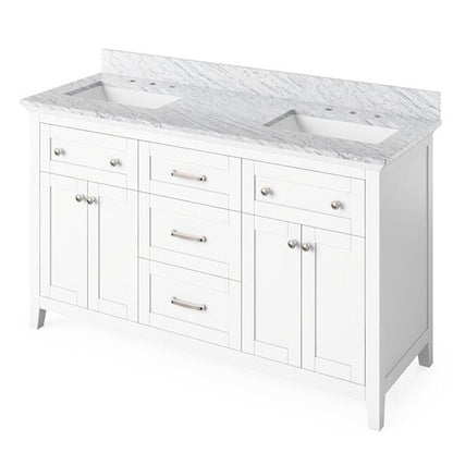 Jeffrey Alexander - 60 Inch Chatham Vanity with Vanity Top and  two undermount rectangle bowls
