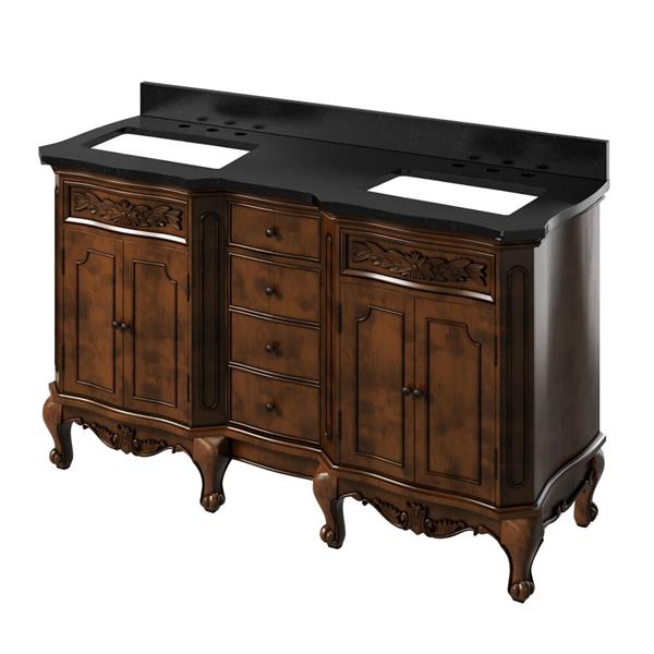 Jeffrey Alexander - 60 Inch Clairemont Vanity with Vanity Top and two undermount rectangle bowls