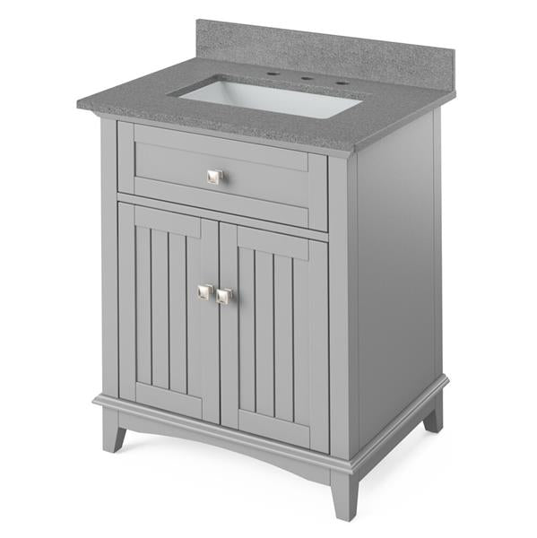 Jeffrey Alexander - 30 Inch Savino Vanity with Vanity Top and undermount rectangle bowl