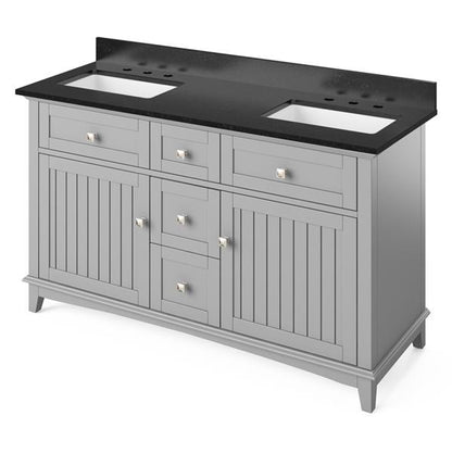 Jeffrey Alexander - 60 Inch Savino Vanity, double bowl with Vanity Top and two undermount rectangle bowls