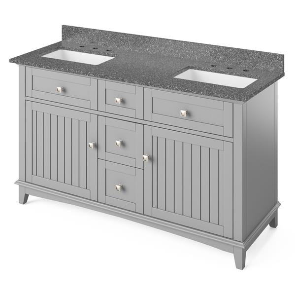 Jeffrey Alexander - 60 Inch Savino Vanity, double bowl with Vanity Top and two undermount rectangle bowls