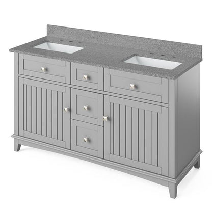 Jeffrey Alexander - 60 Inch Savino Vanity, double bowl with Vanity Top and two undermount rectangle bowls