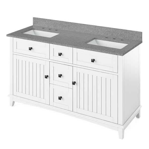 Jeffrey Alexander - 60 Inch Savino Vanity, double bowl with Vanity Top and two undermount rectangle bowls