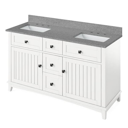 Jeffrey Alexander - 60 Inch Savino Vanity, double bowl with Vanity Top and two undermount rectangle bowls