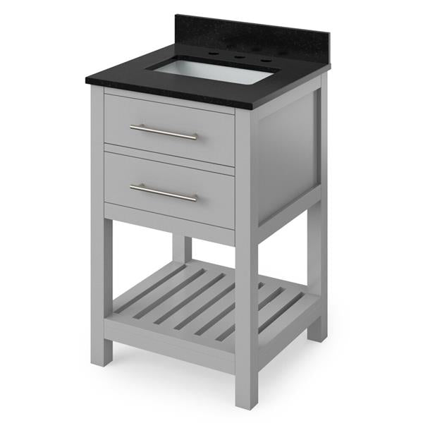 Jeffrey Alexander - 24 Inch Wavecrest Vanity with Vanity Top and undermount rectangle bowl