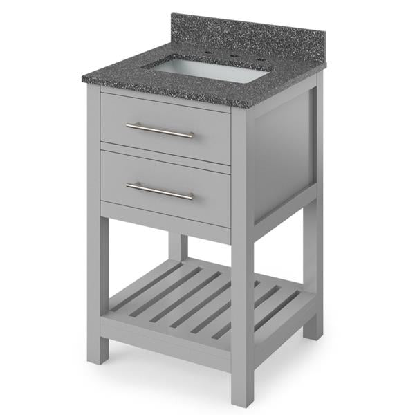 Jeffrey Alexander - 24 Inch Wavecrest Vanity with Vanity Top and undermount rectangle bowl