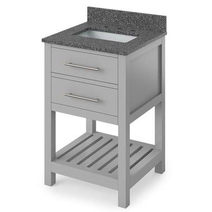 Jeffrey Alexander - 24 Inch Wavecrest Vanity with Vanity Top and undermount rectangle bowl