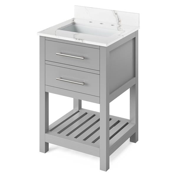 Jeffrey Alexander - 24 Inch Wavecrest Vanity with Vanity Top and undermount rectangle bowl