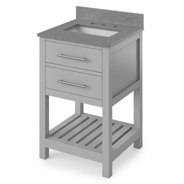 Jeffrey Alexander - 24 Inch Wavecrest Vanity with Vanity Top and undermount rectangle bowl