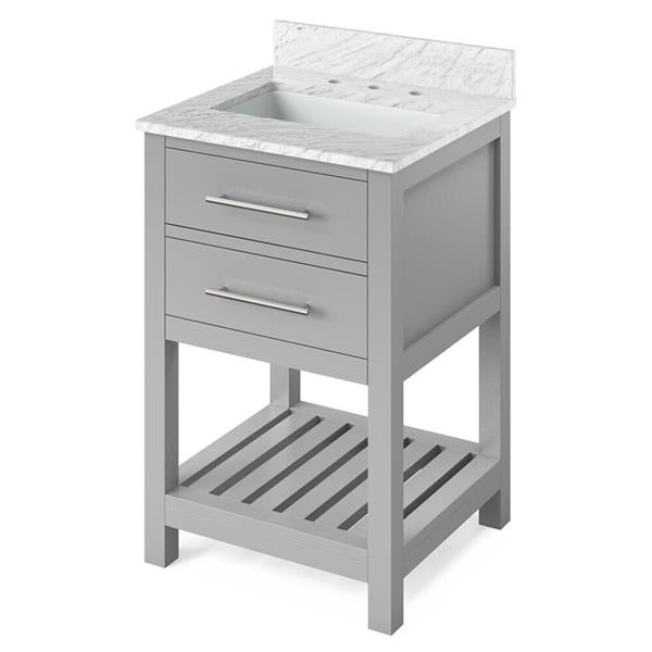 Jeffrey Alexander - 24 Inch Wavecrest Vanity with Vanity Top and undermount rectangle bowl