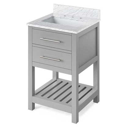 Jeffrey Alexander - 24 Inch Wavecrest Vanity with Vanity Top and undermount rectangle bowl