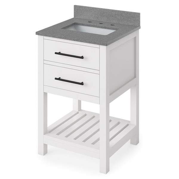 Jeffrey Alexander - 24 Inch Wavecrest Vanity with Vanity Top and undermount rectangle bowl