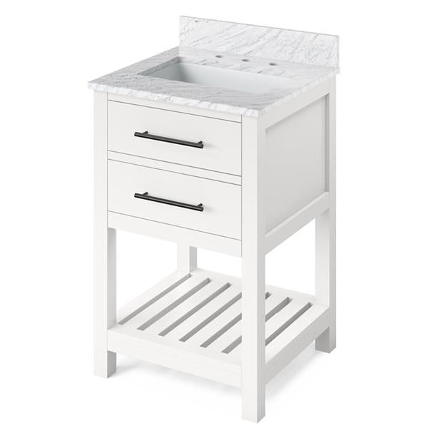 Jeffrey Alexander - 24 Inch Wavecrest Vanity with Vanity Top and undermount rectangle bowl