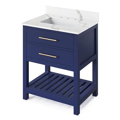 Jeffrey Alexander - 30 Inch Wavecrest Vanity with Vanity Top and undermount rectangle bowl
