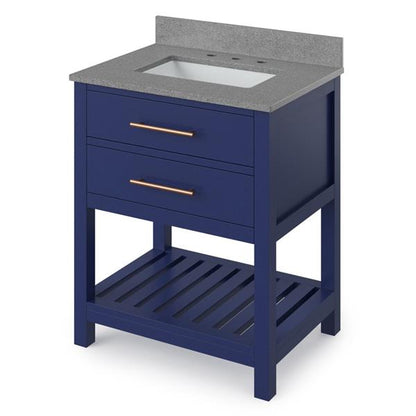 Jeffrey Alexander - 30 Inch Wavecrest Vanity with Vanity Top and undermount rectangle bowl