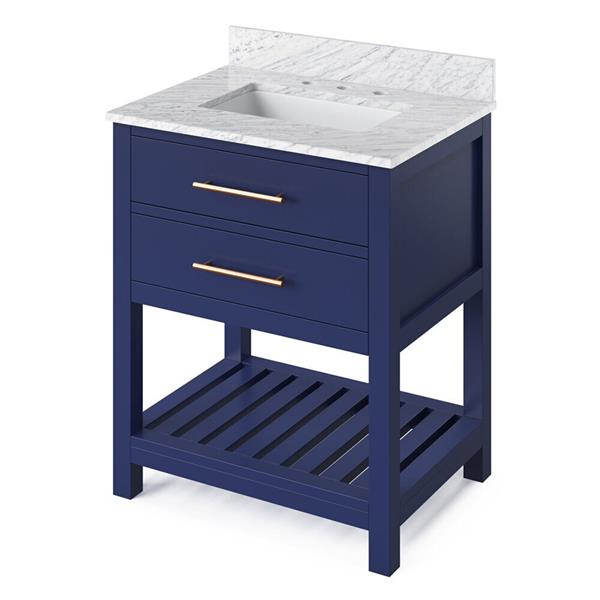 Jeffrey Alexander - 30 Inch Wavecrest Vanity with Vanity Top and undermount rectangle bowl