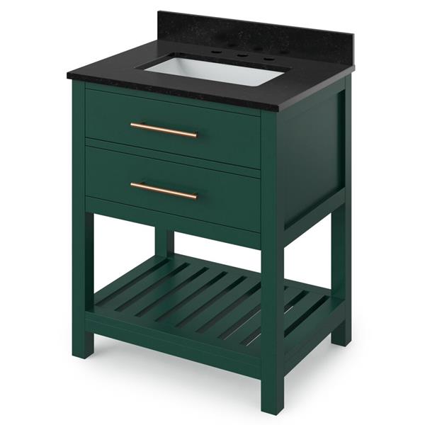 Jeffrey Alexander - 30 Inch Wavecrest Vanity with Vanity Top and undermount rectangle bowl