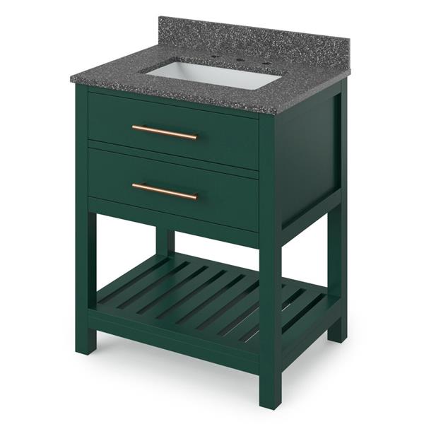 Jeffrey Alexander - 30 Inch Wavecrest Vanity with Vanity Top and undermount rectangle bowl