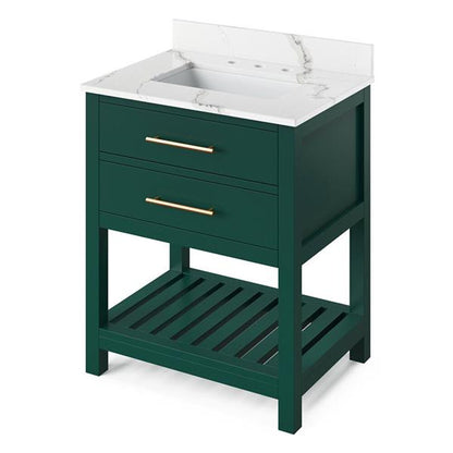 Jeffrey Alexander - 30 Inch Wavecrest Vanity with Vanity Top and undermount rectangle bowl