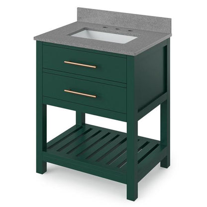 Jeffrey Alexander - 30 Inch Wavecrest Vanity with Vanity Top and undermount rectangle bowl