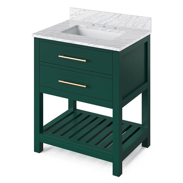 Jeffrey Alexander - 30 Inch Wavecrest Vanity with Vanity Top and undermount rectangle bowl
