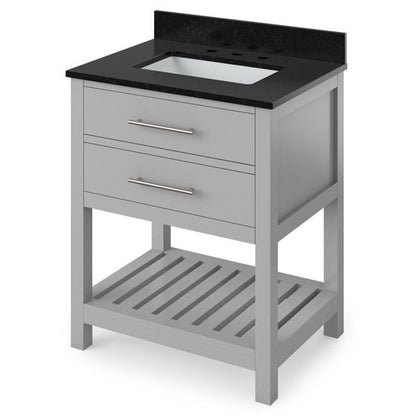 Jeffrey Alexander - 30 Inch Wavecrest Vanity with Vanity Top and undermount rectangle bowl