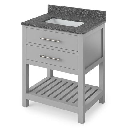 Jeffrey Alexander - 30 Inch Wavecrest Vanity with Vanity Top and undermount rectangle bowl