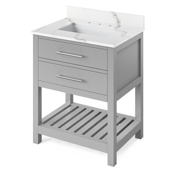 Jeffrey Alexander - 30 Inch Wavecrest Vanity with Vanity Top and undermount rectangle bowl