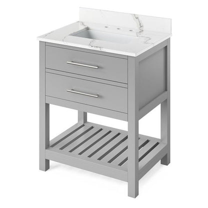 Jeffrey Alexander - 30 Inch Wavecrest Vanity with Vanity Top and undermount rectangle bowl