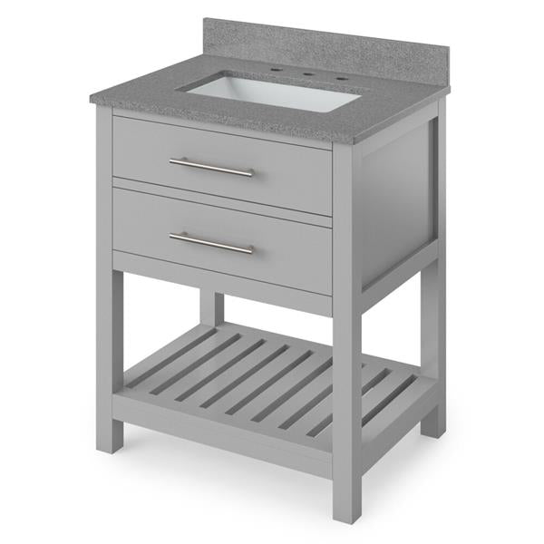 Jeffrey Alexander - 30 Inch Wavecrest Vanity with Vanity Top and undermount rectangle bowl