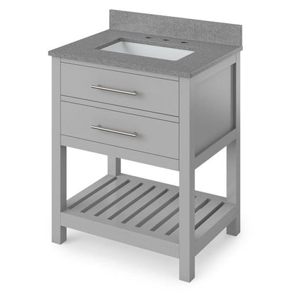 Jeffrey Alexander - 30 Inch Wavecrest Vanity with Vanity Top and undermount rectangle bowl