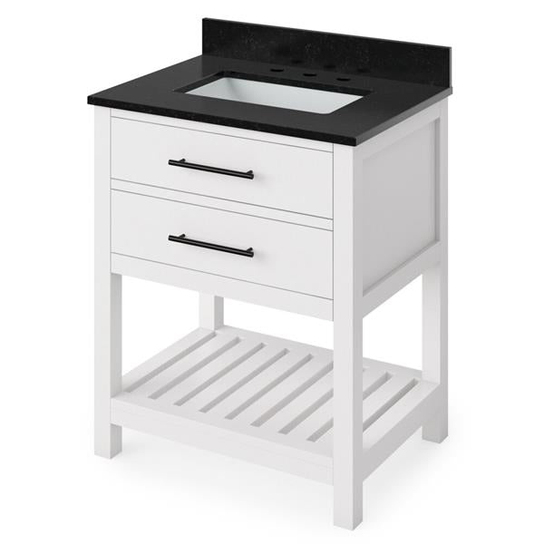 Jeffrey Alexander - 30 Inch Wavecrest Vanity with Vanity Top and undermount rectangle bowl